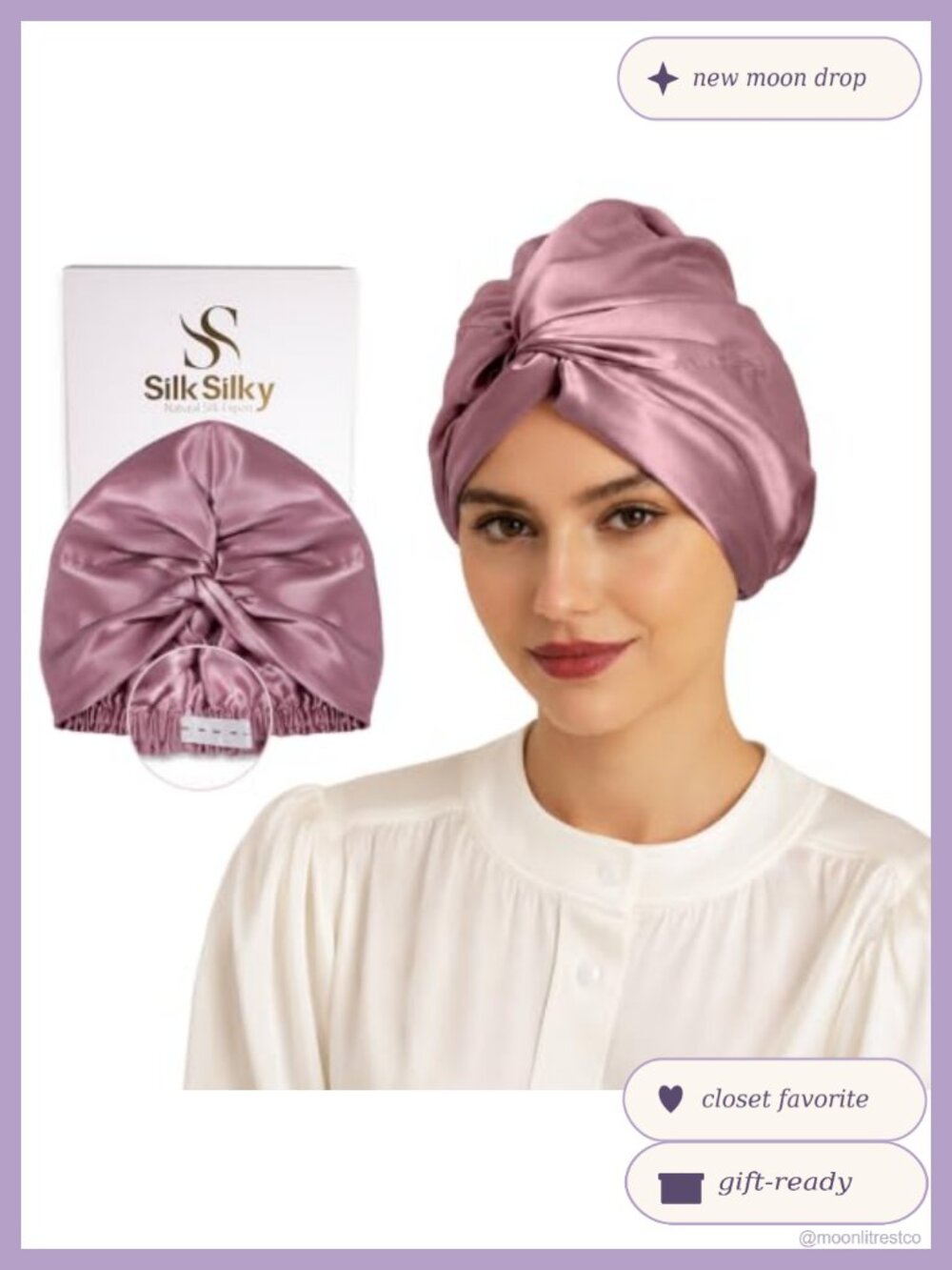 22 Momme 100% Mulberry Silk Sleep Bonnet Double-Layer Adjustable